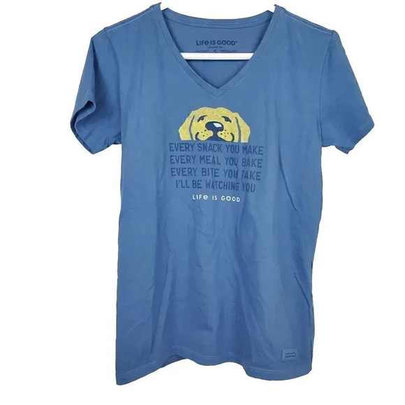 Women's Crusher Tee LIFE IS GOOD Shirt SZ S Small Golden Retriever Dog Mom VNeck - Picture 1 of 9